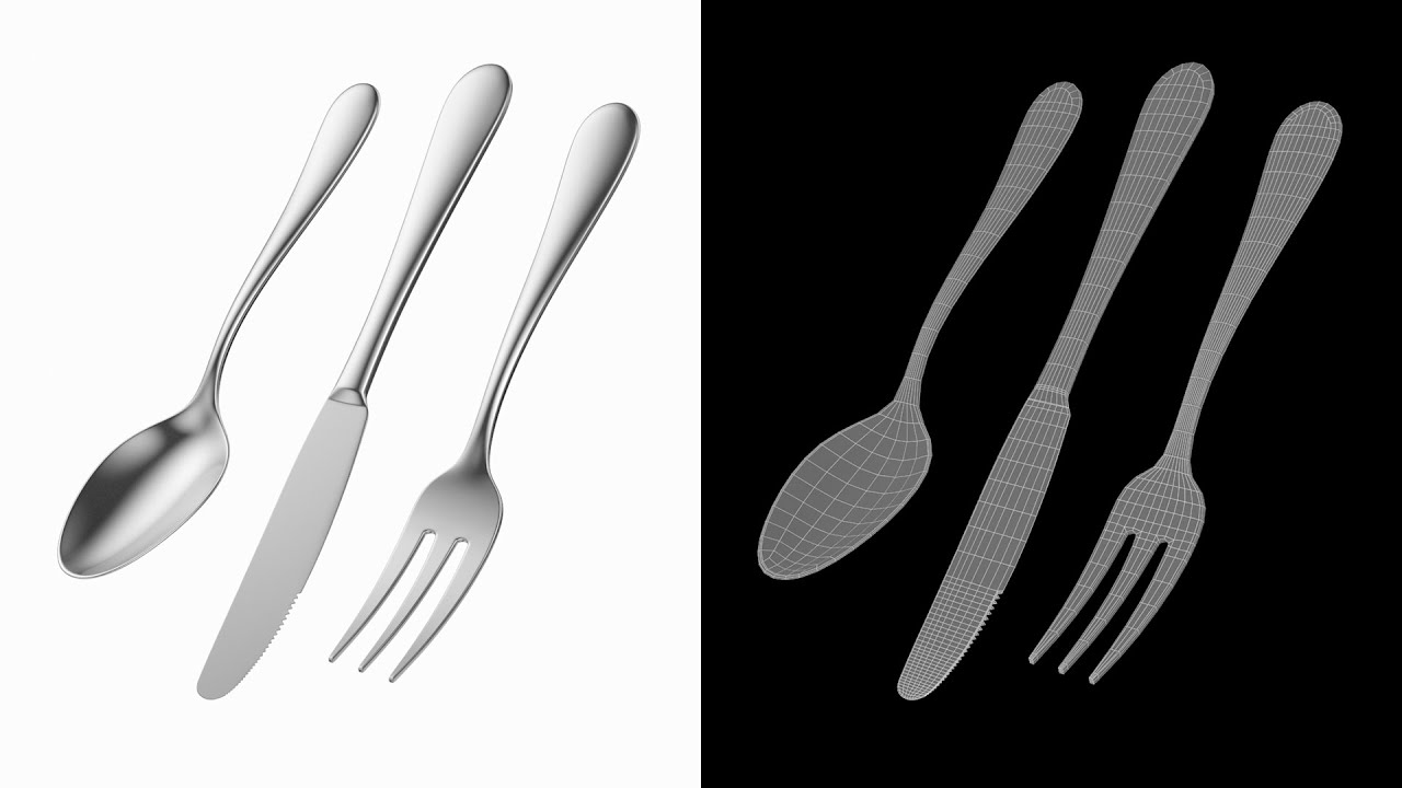 Sobremesa Faca Garfo Colher Talheres Gen&eacute;ricos Modelo 3D