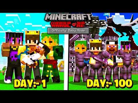We SURVIVED 100 DAYS As BABY in Hardcore Minecraft 😰