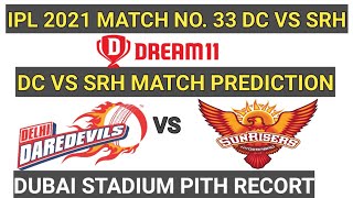DC VS SRH TODAY IPL MATCH PREDICTION AND DUBAI PITCH REPORT.