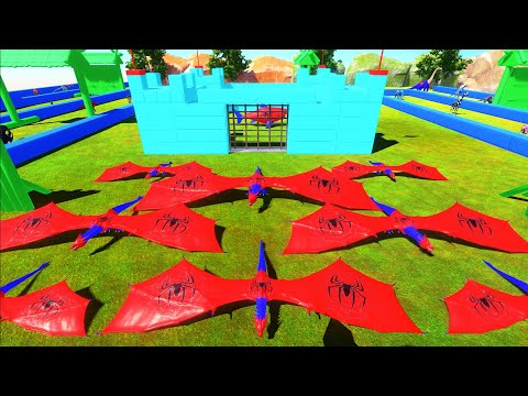 DEATH RUN vs DIFFERENT SIZE SPIDER-MAN DRAGON - Animal Revolt Battle Simulator