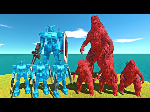 Ice Gundam Rx78 vs Fire Godzilla 2021 - Animal Revolt Battle Simulator