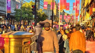London Walk 2025 | Busy Oxford Street Tour with Golden Light on Special Traffic Free Sunday | 4K HDR
