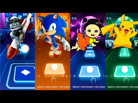 Squid Game VS Sonic VS Pikachu VS Crazy Frog   Tiles Hop KoKoMiNoMusic