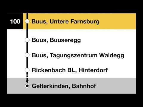PostAuto Ansagen - 100 Rheinfelden, Bahnhof – Madgen – Maisprach – Buus – Rickenbach – Gelterkinden