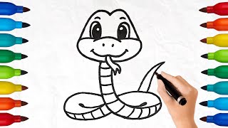 Learn How to Draw a Snake Drawing Easy Step by Step for Kids and Toddlers