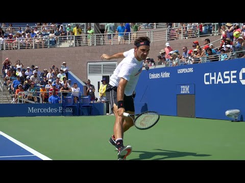 Roger Federer Backhand Slice Slow Motion - Tennis Backhand Slice Technique
