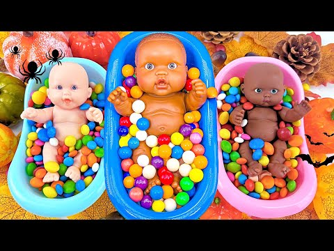 210 Minutes Satisfying ASMR | Mixing M&M's Candy & Gum Balls in 3 Bathtubs with Magic Make Up Slime