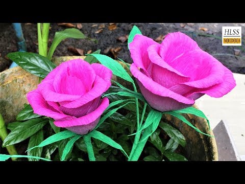 How to make rose flower with paper easy | diy origami rose crepe paper flower making tutorials