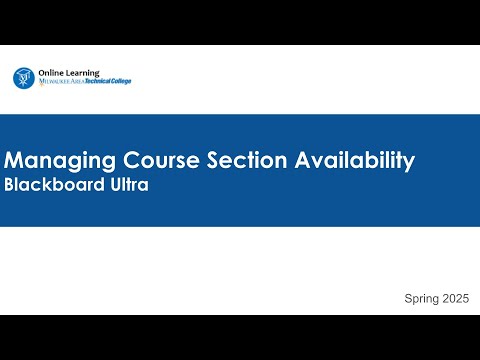 Managing Course Section Availability In Blackboard Ultra Updated