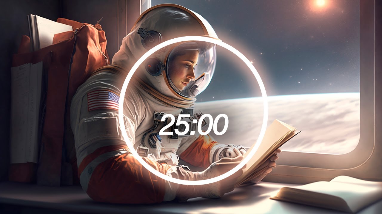 study like an astronaut | POMODORO timer 25/5 with music | The best way to be more productive