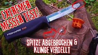 MESSER EXTREM TEST! | Fiskars Messer K40 Solid Review - Fiskars K40 Universalmesser - Outdoor Test