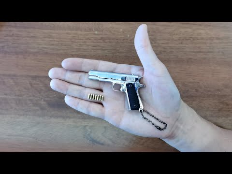Mini Colt M1911 Gun Keychain with Bullets Unboxing 2022 - Miniature Toy Pistol in 1:3 Scale
