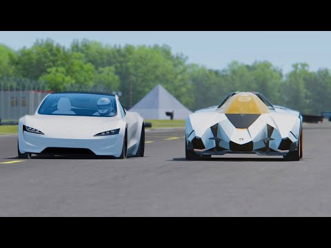 Tesla Roadster vs Lamborghini Egoista - Top Gear Track