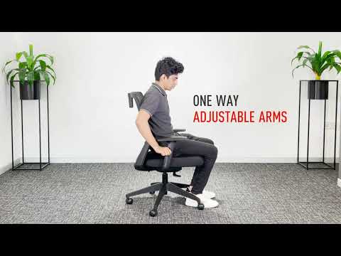 Fabric featherlite opus high back mesh chair, adjustable arm...