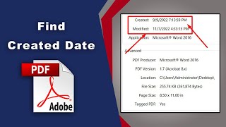 How to view pdf file created date using Adobe Acrobat Pro DC