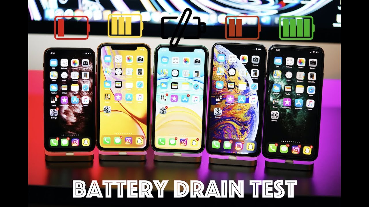 2019 iPhone Battery Drain Test - iPhone 11 Pro Max vs iPhone 11 Pro vs 11 vs XS Max vs XR