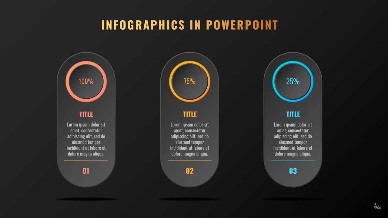 Dark theme infographics in PowerPoint #PowerPoint #Tutorials #Infrographics
