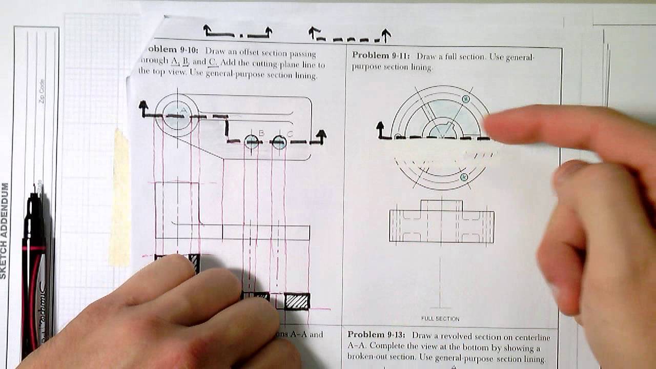 Section drawing - full section (problem 9-11)