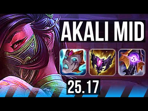 AKALI vs GALIO (MID) | 17/2/10, 6 solo kills, Legendary | KR Diamond | 25.17