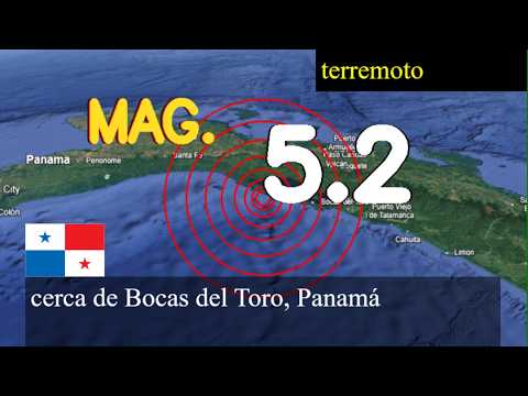 Terremoto de magnitud 5,2 sacudió cerca de Bocas del Toro, Panamá hoy 28 de febrero de 2026 a las 1