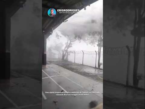 Uma rápida tempestade atingiu o município de Taubaté, em São Paulo, causando diversos estragos.