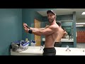 Arm workout posing session after training - men's physique bodybuilding