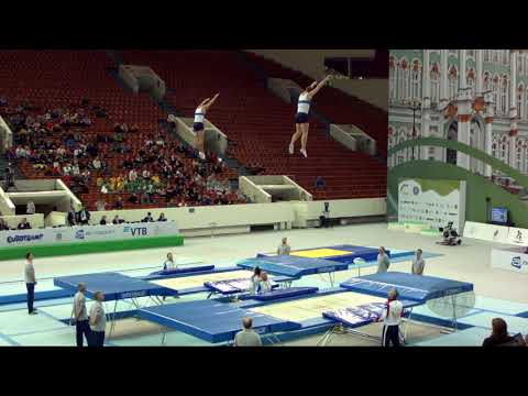 Russian Federation 1 (RUS) M - 2018 Trampoline Worlds, St. Petersburg (RUS) - Qualif Synchro R2