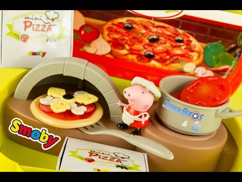 Peppa Pig Mini Pizzeria Smoby Pizza Playset Carry Case Play Doh Jouet Toy Kids Review Video