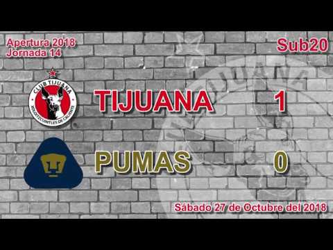 Videogoles J14 Sub20 Tijuana 1-0 Pumas 27-10-2018