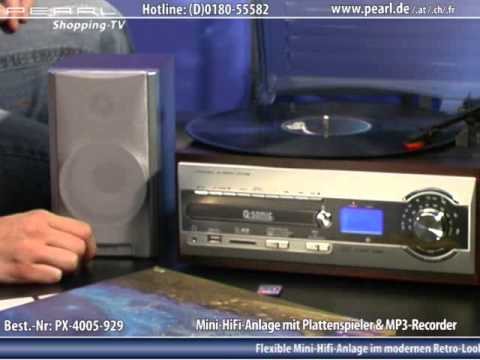 Q-Sonic Mini-HiFi-Anlage mit USB-Plattenspieler & MP3-Recorder