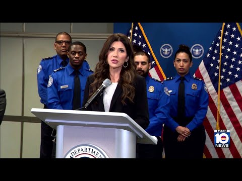 Noem takes questions on Haitian TPS during Miami airport visit