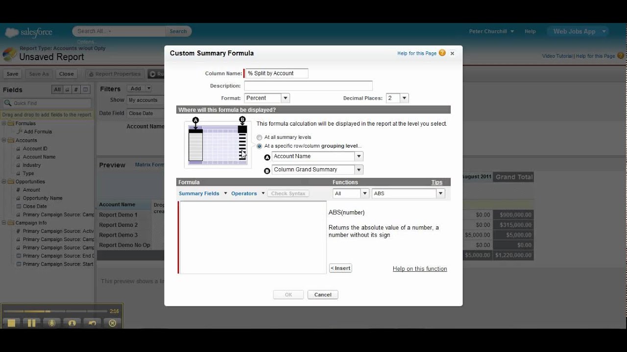 Reports   Custom Formulas