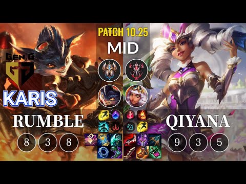 GEN Karis Rumble vs Qiyana Mid - KR Patch 10.25