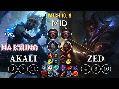 AF Na Kyung Akali vs Zed Mid - KR Patch 10.19