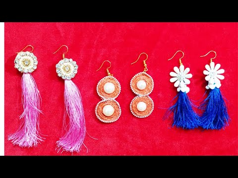 DIY designer tassel earrings | silk and jute thread tassel earrings | jewellery making