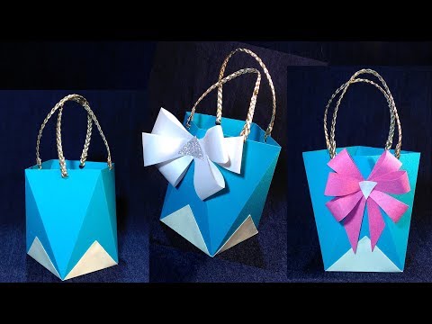 Easy Gift Bag with Handles. Gift wrapping tutorial. Origami gift wrapping