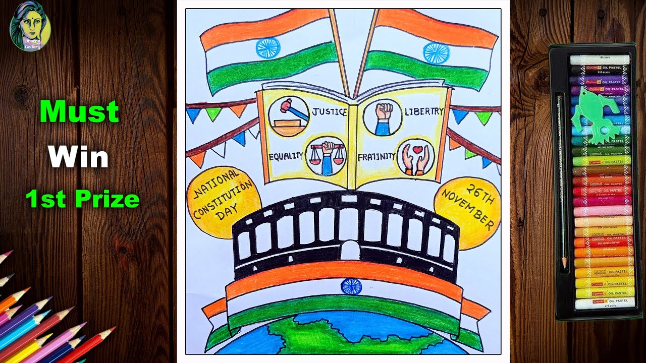 National Constitution Day Drawing | How To Draw Indian Constitution Day Poster | National Law Day