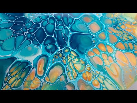 85. Teal, Turquoise, Azo Gold SheleeArt Bloom - Acrylic Pouring - Bloom Technique - Fluid Art