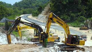 Proyek Jalan Baru Jalur Selatan Excavator Membelah Bukit Kapur