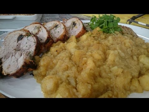 Receta de hoy: carré de cerdo relleno y puré de manzanas