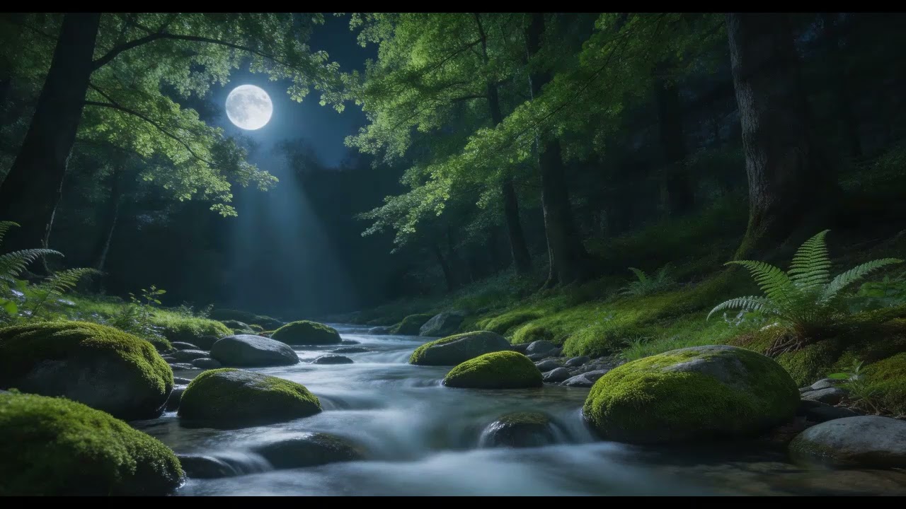 Moonlit Forest Stream for Instant Sleep 🌙💧 Sounds for Deep Sleep, Relaxation & Peaceful Night