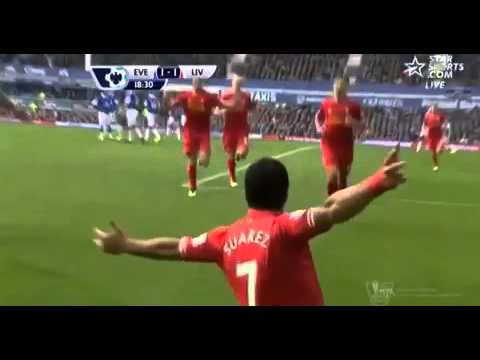Suarez free kick goal vs Everton 23/11/13