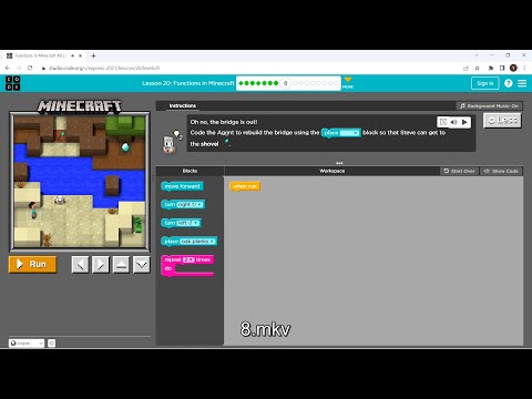 L20-8 |Code.org | Express-2021 | Lesson 20:  Functions in Minecraft | level 8