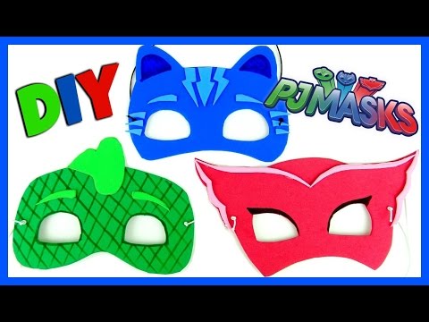 PJ MASKS Disney MASK DIY EASY AS 1 2 3 . CATBOY, OWLETTE, GEKKO