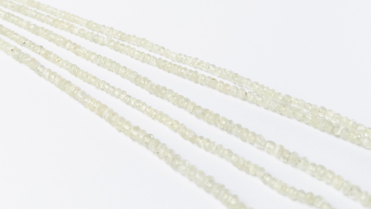 Prehnite | Faceted Rondelle | Various 3.5-4.2mm Bead Size | 33cm Strand Length video