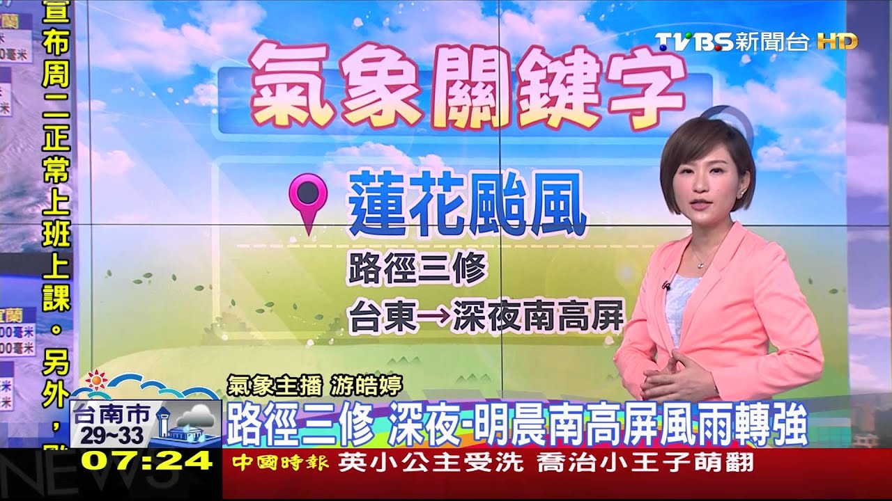 蓮花逼近入夜風雨漸增 明中南部台東防豪大雨