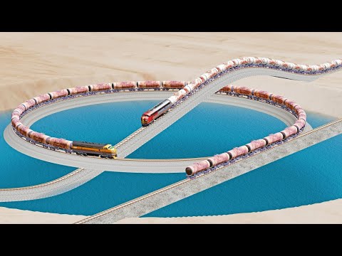 Impossible Rail Crossing Tracks vs Trains - Beamng Drive