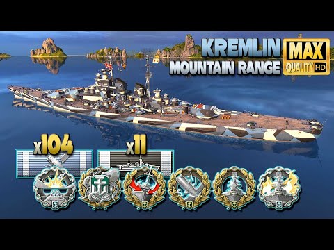 Battleship Kremlin: 321k on map Mountain Range - World of Warships