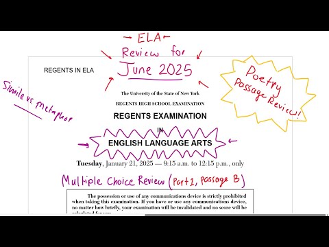 January 2025 English Language Arts (ELA) Regents Review (Part 1, Passage B, POETRY)