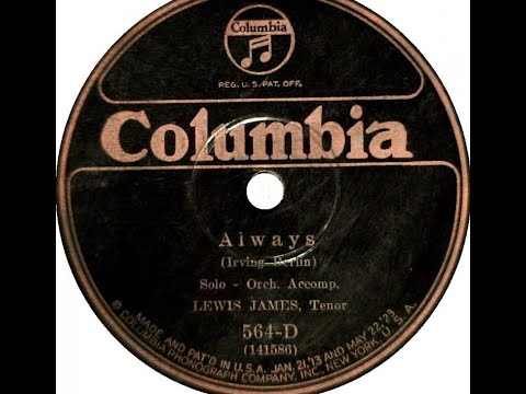Irving Berlin's "Always" Columbia 564-D (1925) LYRICS HERE Lewis James = I'll be loving you always